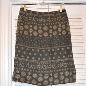 Talbots size 10 skirt.  Black/gold design